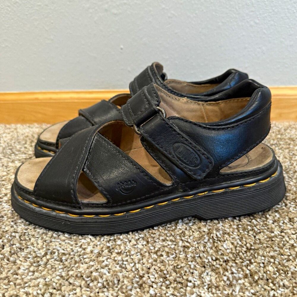 Dr. Martens Made In England 9076 Black Leather Fisherman Sandals EU 41 US 10 VTG
